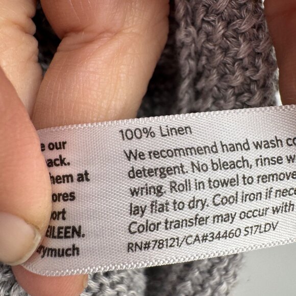 Eileen Fisher Linen sweater long sleeve crew neck rounded hemline woman’s size M - Picture 6 of 13